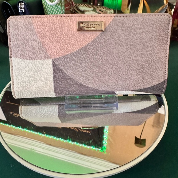 kate spade Handbags - Kate Spade like new snap long wallet gray/pink